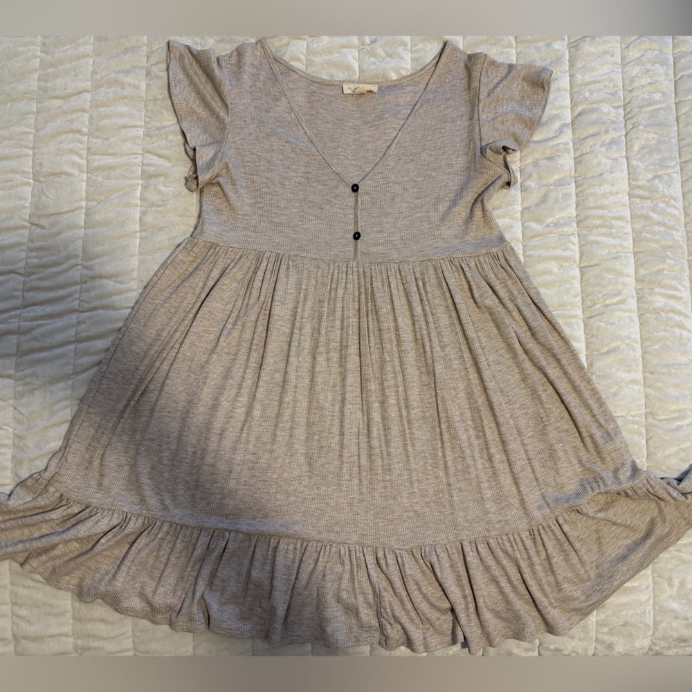 Marshalls Light Taupe Ruffle Hem Mini Dress